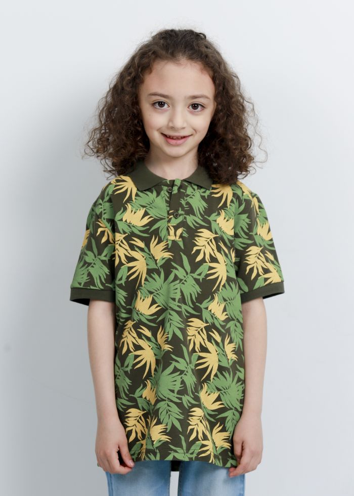 Kids Boy Tropical Printed Polo T-Shirt
