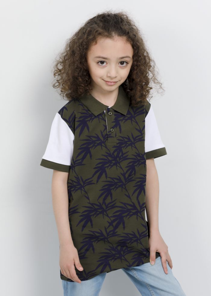 Kids Boy Tropical Printed Polo T-Shirt