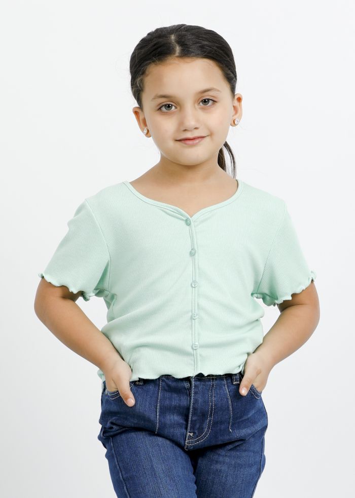Kids Girl Pleated One-Color Blouse