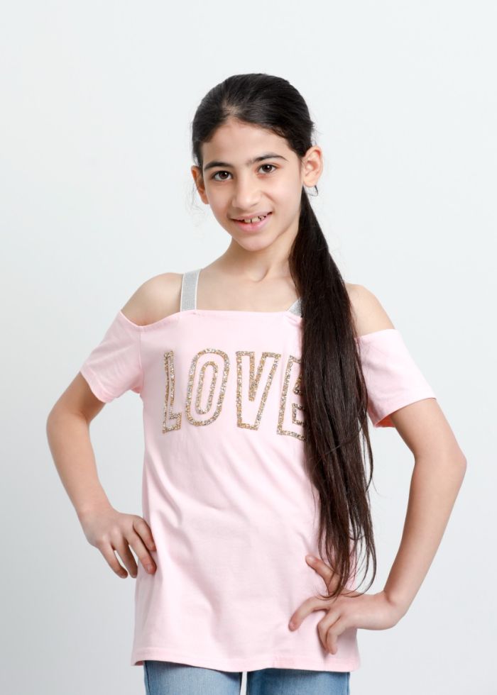 Kids Girl Glittery “Love” Printed T-Shirt