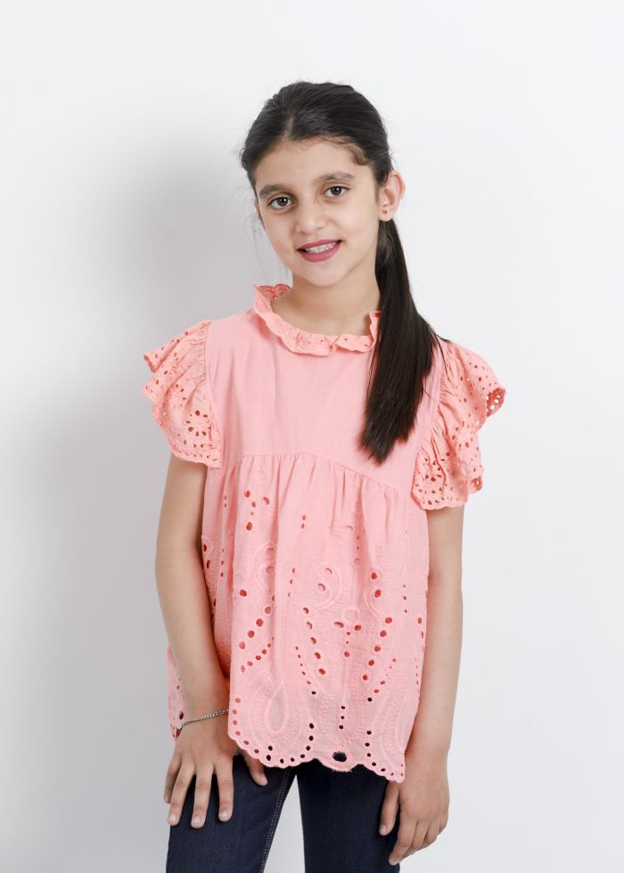 Kids Girl Eyelet Embroidery Blouse