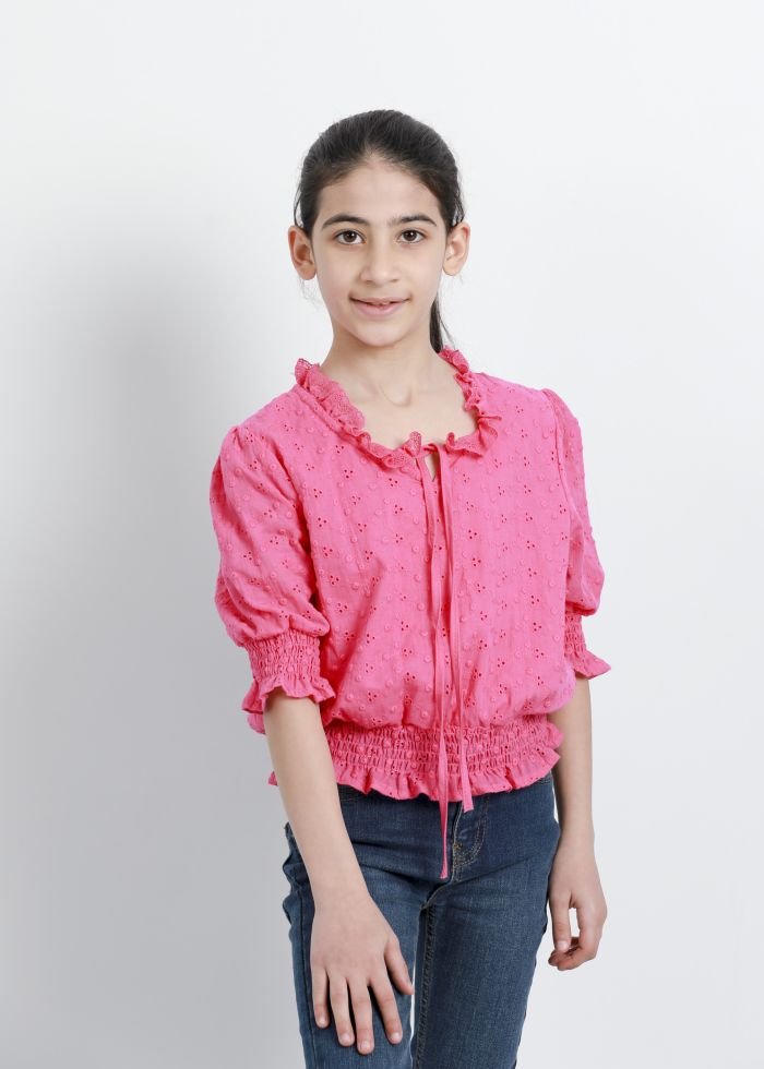 Kids Girl Eyelet Embroidery Blouse