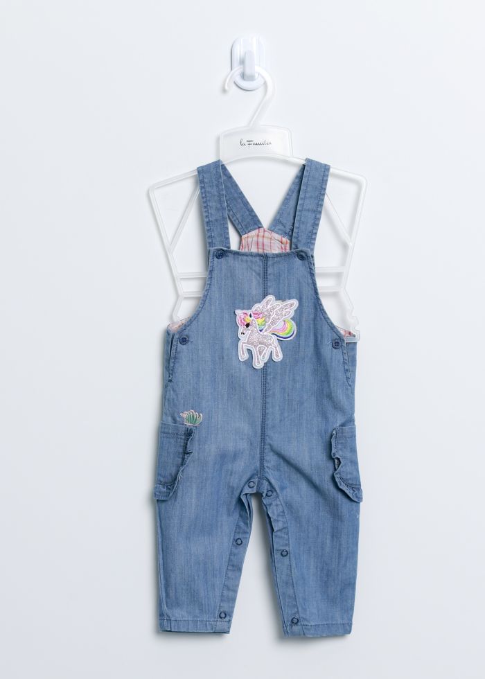 Baby Girl Unicorn Design Jeans Overall