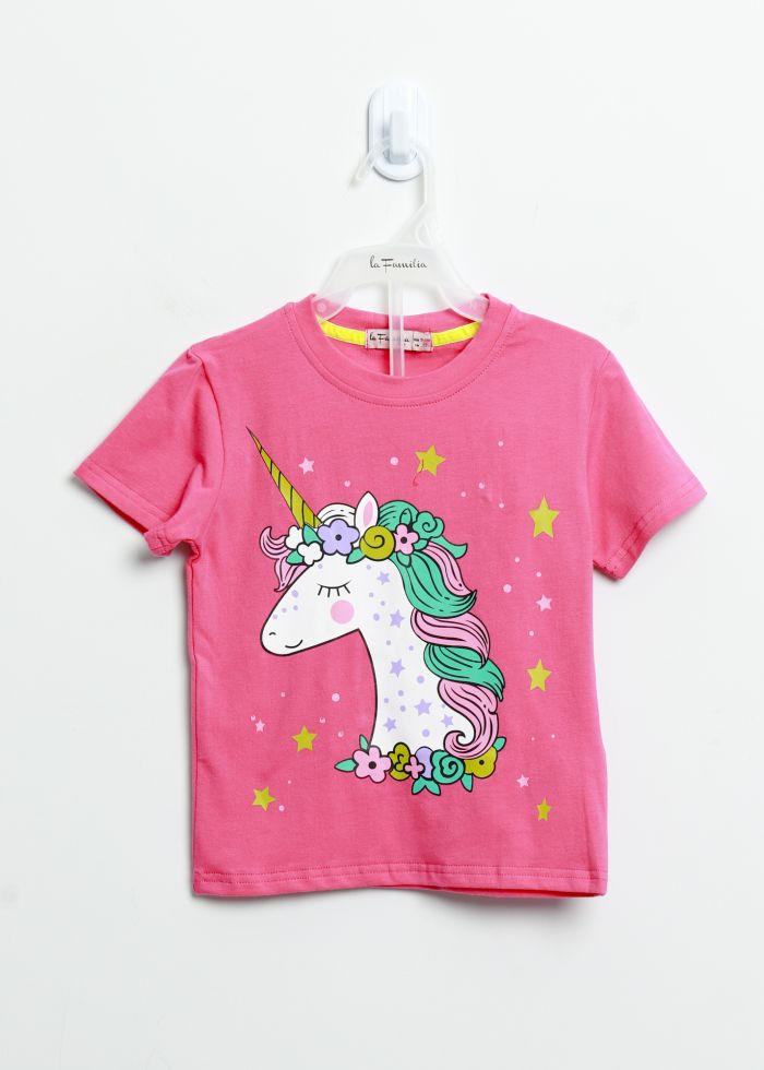 Baby Girl Colorful Unicorn Printed T-Shirt
