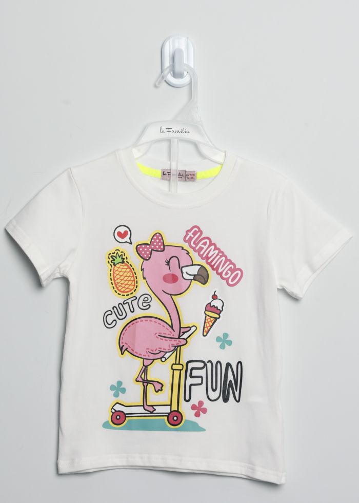 Baby Girl Flamingo Printed T-Shirt