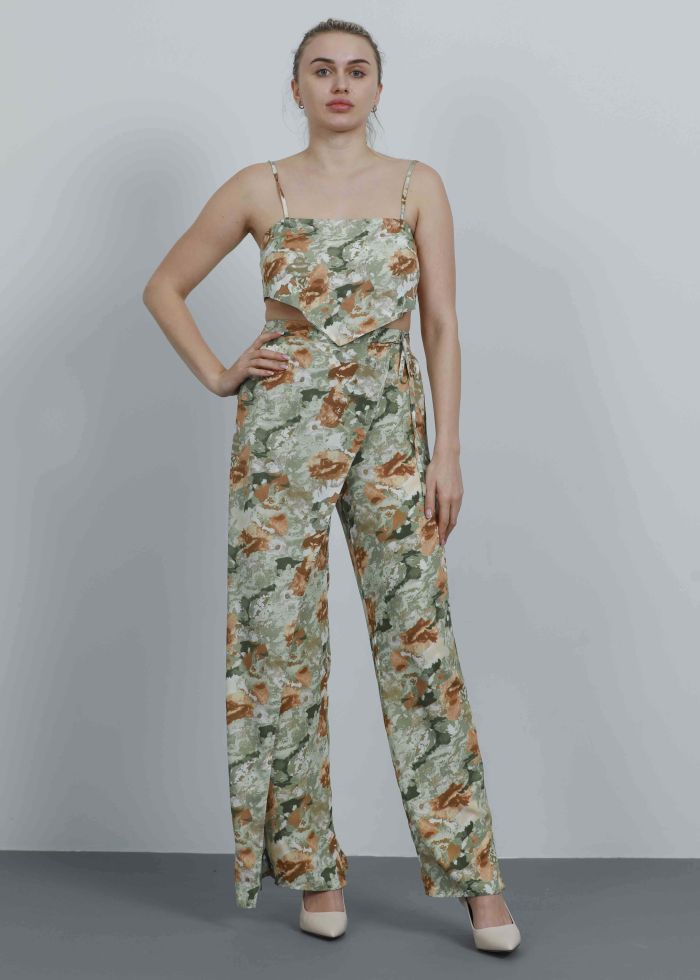 Women Wrap Design Printed Trouser