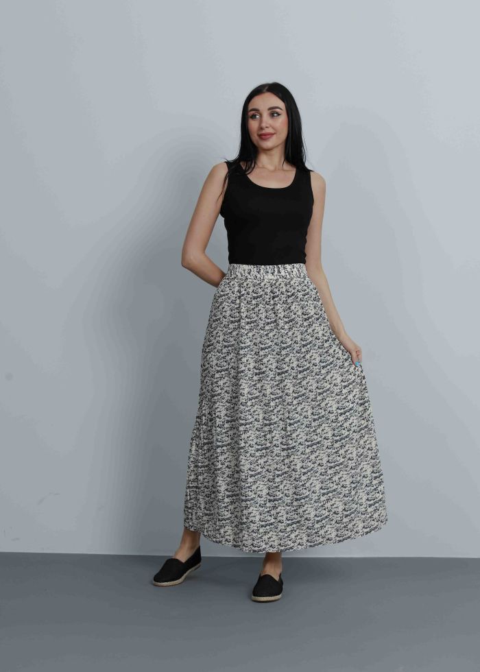 Women Pleated Printed Skirt