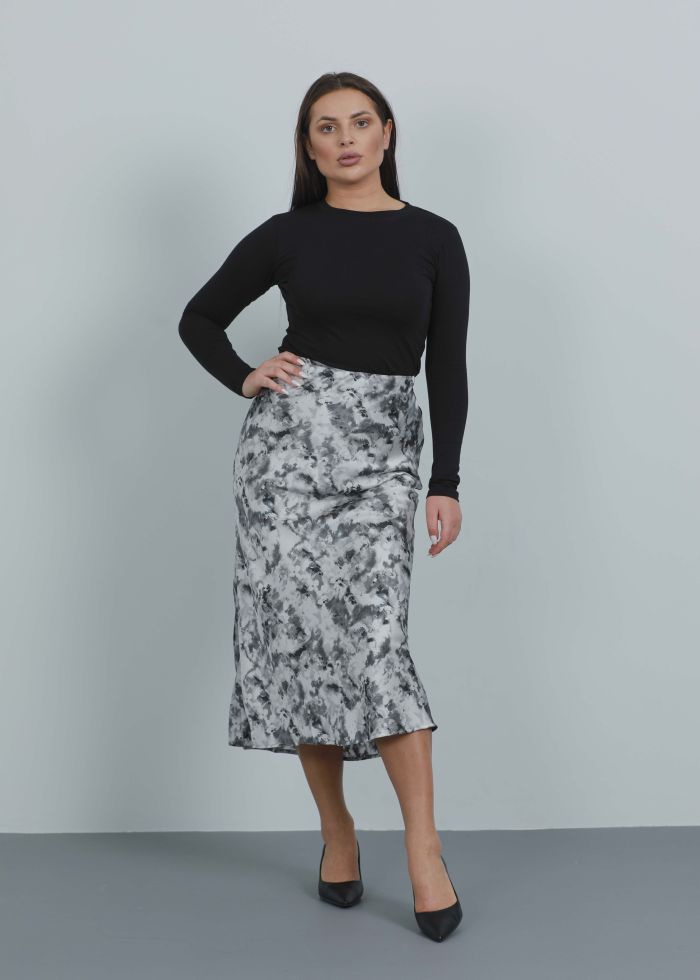 Women Satin Printed Skirt