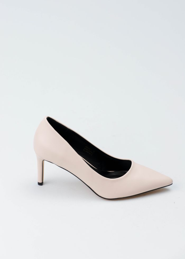 Women Leather Plain Heels Shoes