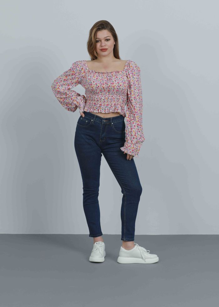 Women Floral Cropped Blouse