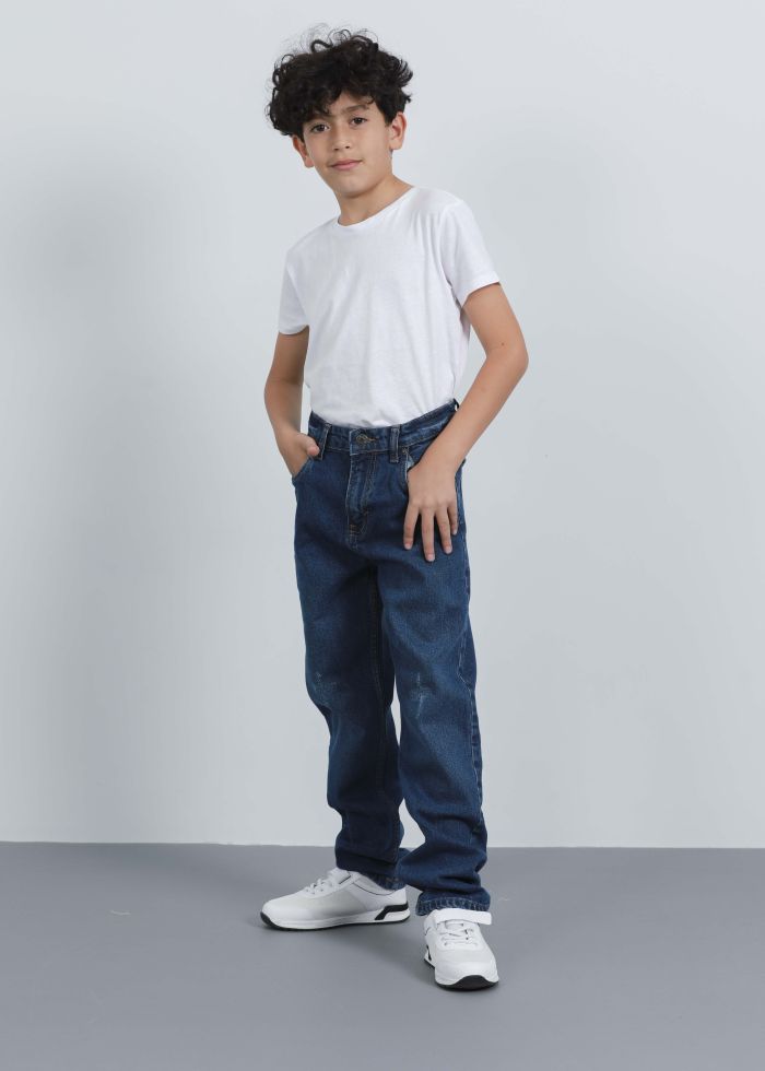 Kids Boy Ripped Straight Fit Jeans Trouser