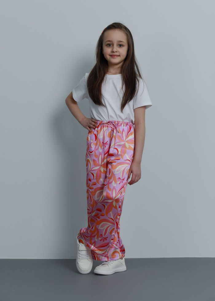 Kids Girl Printed Satin Trouser
