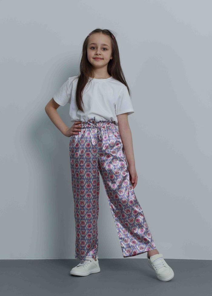 Kids Girl Printed Satin Trouser