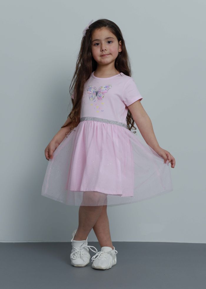 Kids Girl Butterfly Printed Short Dress
