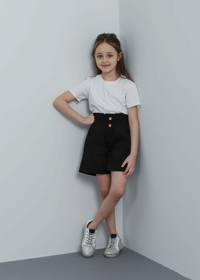 Kids Girl Plain Linen Short