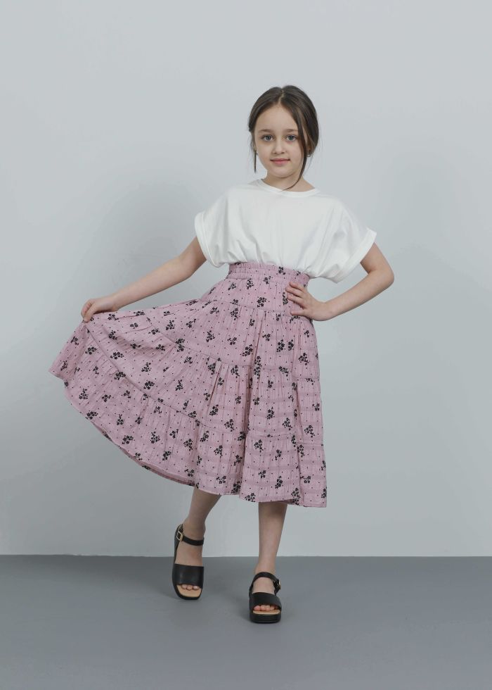 Kids Girl Layers Design Printed Skirt