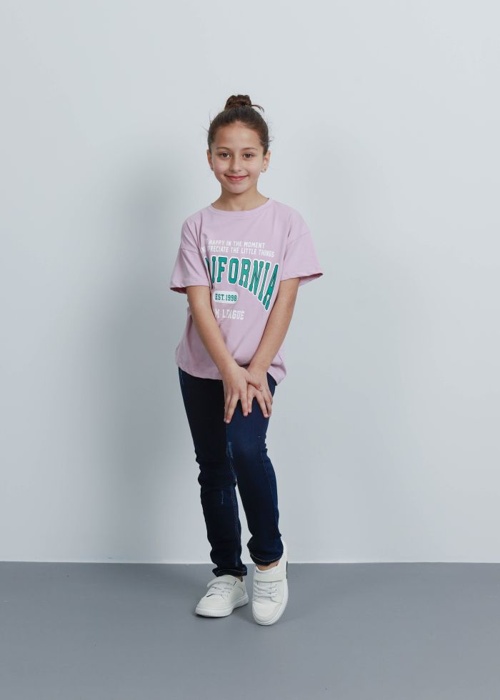 Kids Girl “California” Printed Oversize T-Shirt