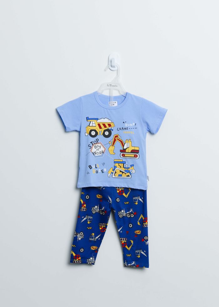 Baby Boy Bulldozers Printed Two-Pieces Pajama