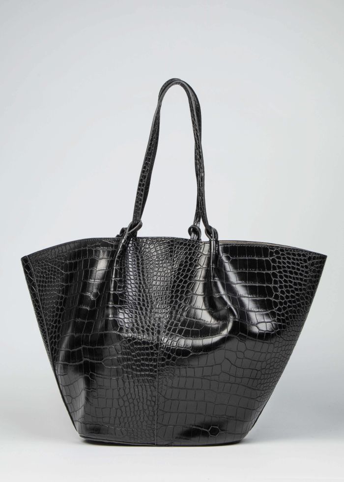 Women Croc Embossed Leather Bag