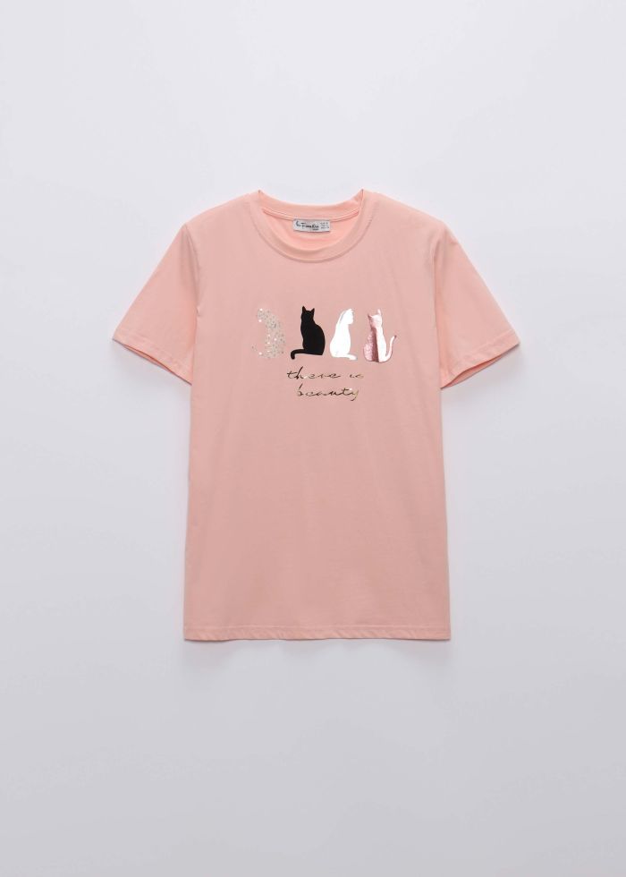 Women Cats Shade Printed T-Shirt