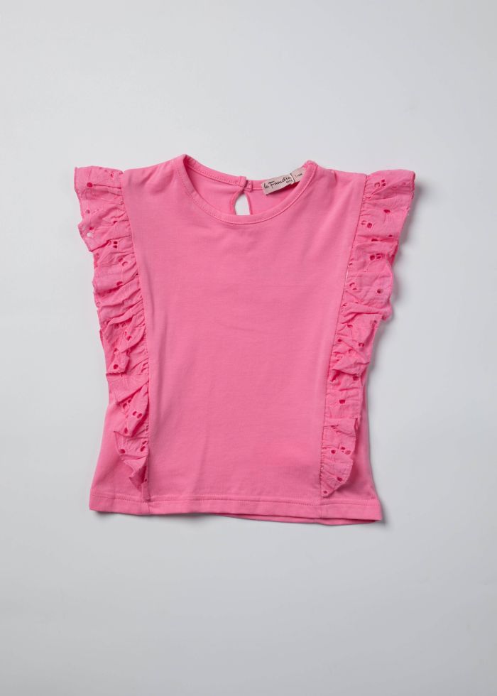 Baby Girl Ruffled Embroidery Decor Blouse
