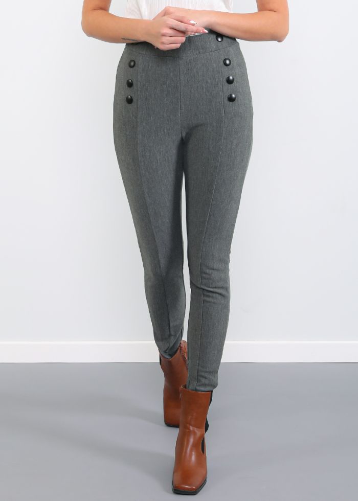 Basic Women's Leggings With Side Buttons