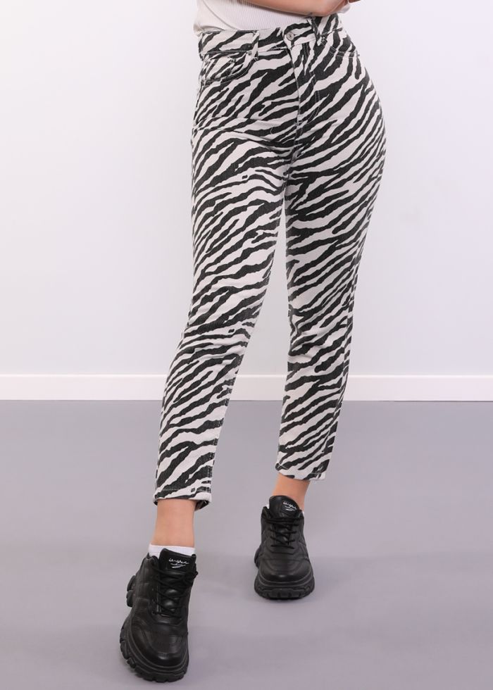 Women’s Jeans Trouser, Zebra Printed, High Waist