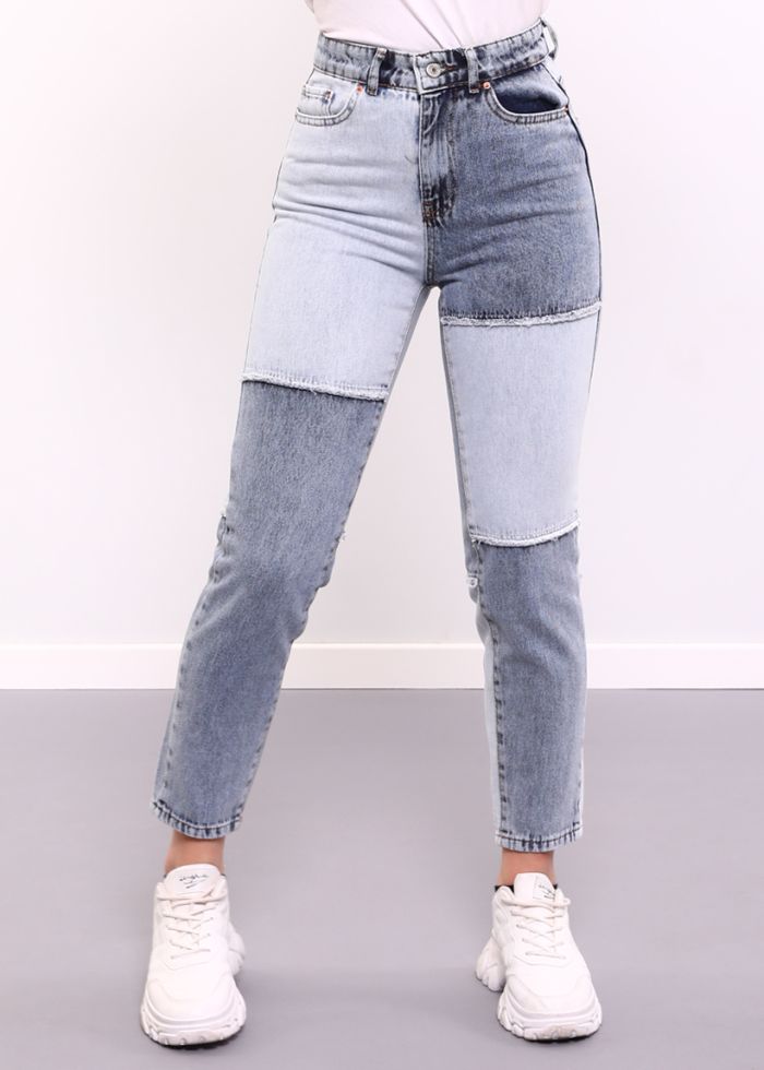 Women’s Patchwork Jeans Trouser, High Waist, Two colors