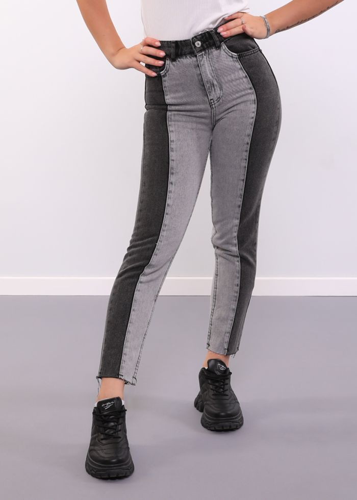 Women’s Two-Tone Jeans Trouser, High Waist