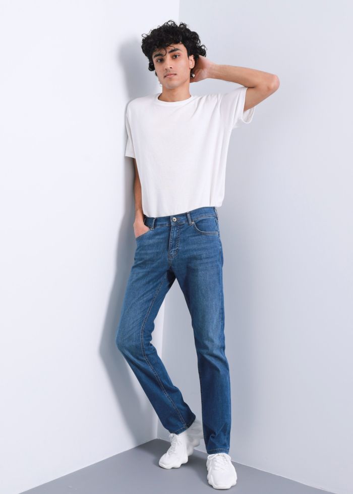 Men Slim-Straight Leg Jeans Trouser