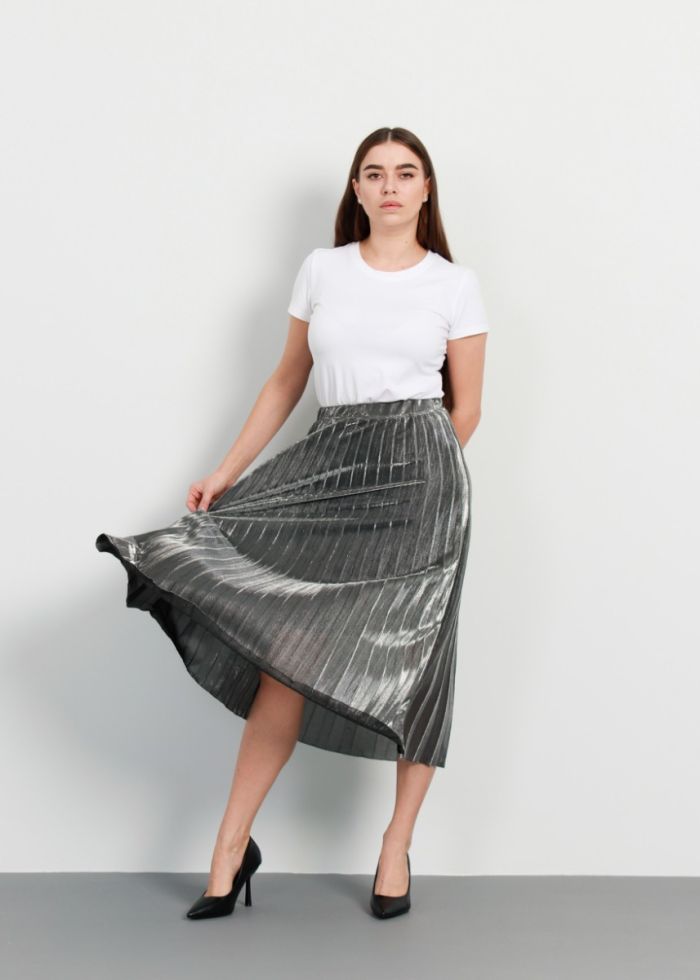 Women Pleated Glitter Skirt