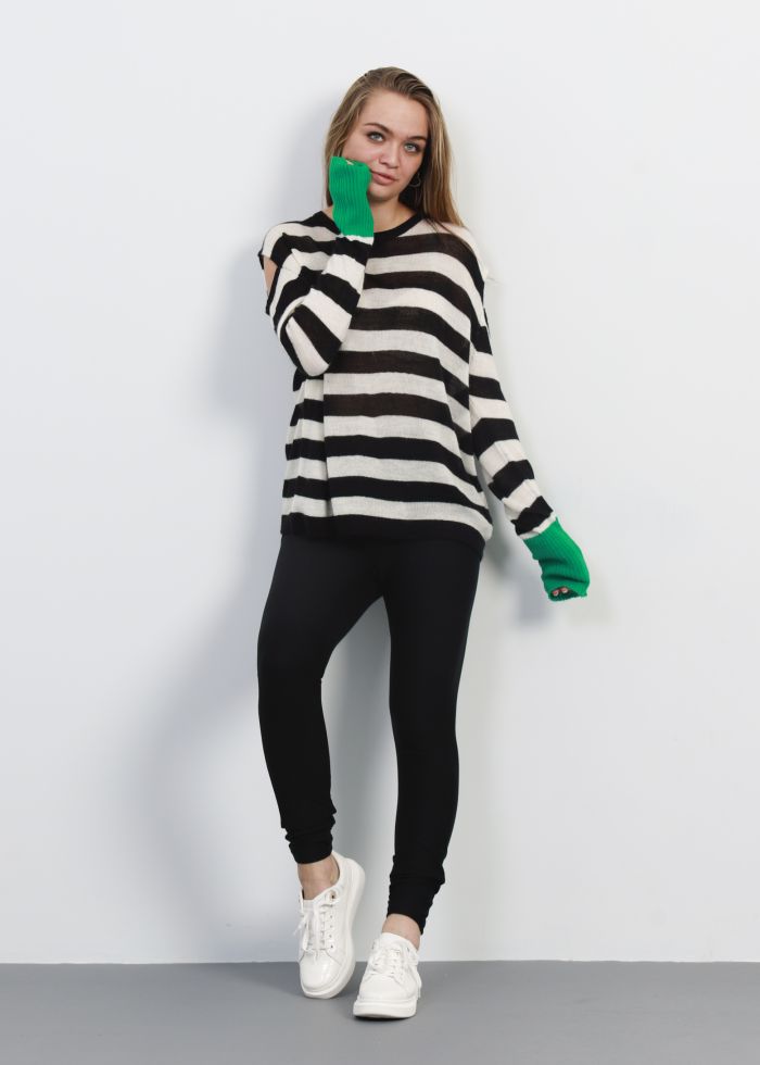 Women Striped Knitted Design Blouse