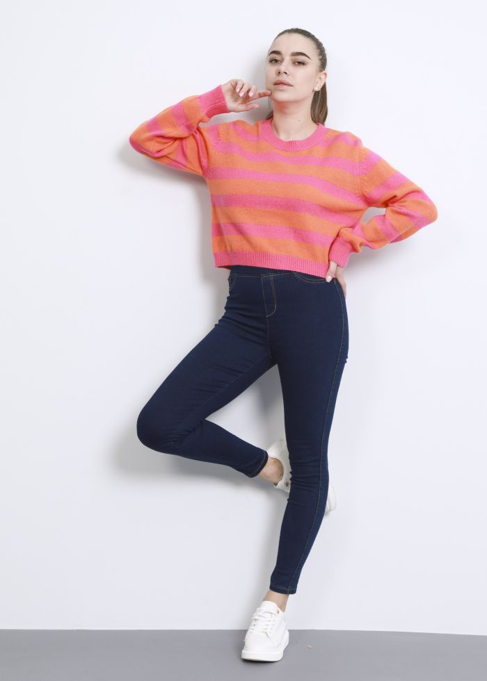Women Striped Knitted Design Blouse