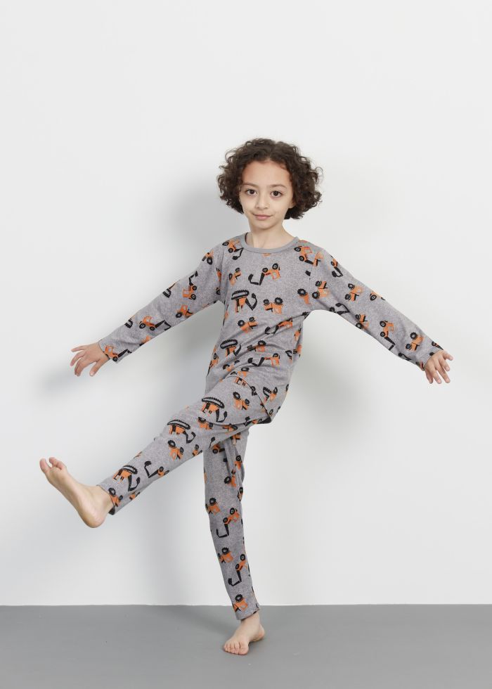 Kids Boy Bulldozer Printed Two-Pieces Pajama
