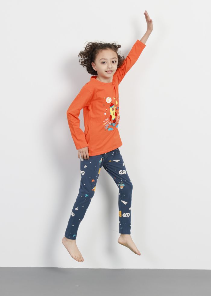 Kids Boy Rocket and Planets Printed Two-Pieces Pajama