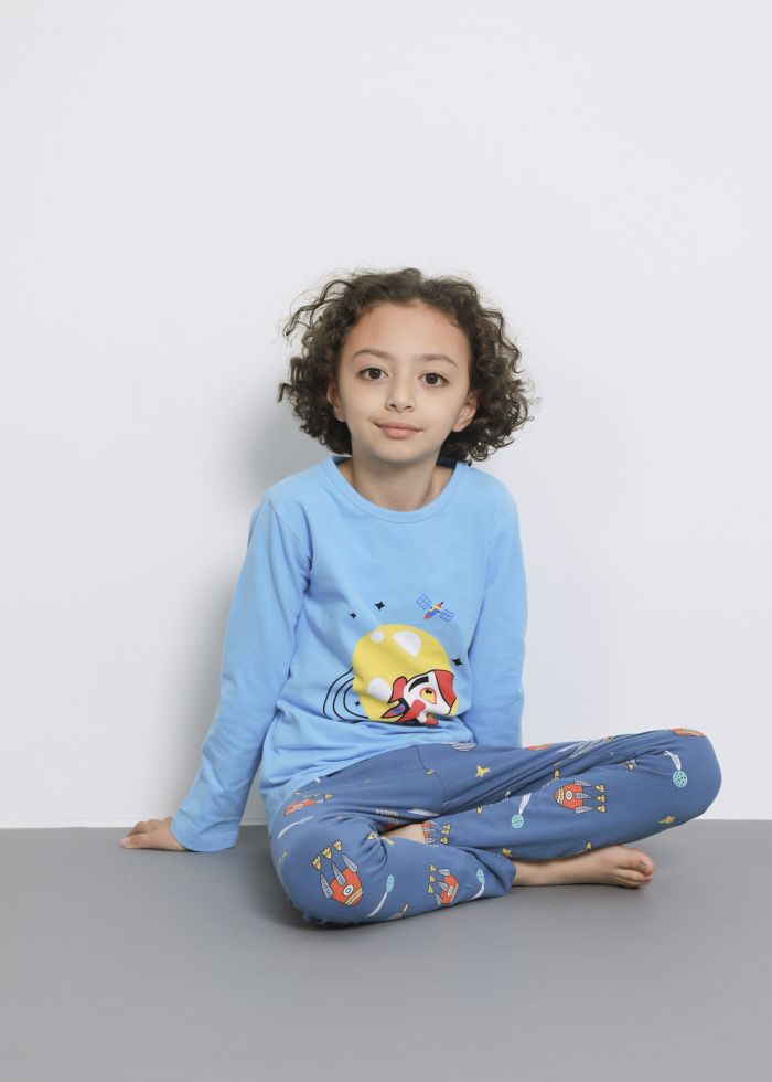 Kids Boy Rocket and Planets Printed Two-Pieces Pajama