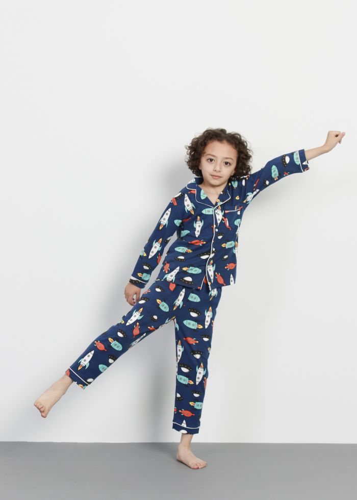 Kids Boy Rockets Printed Two Pieces Pajama