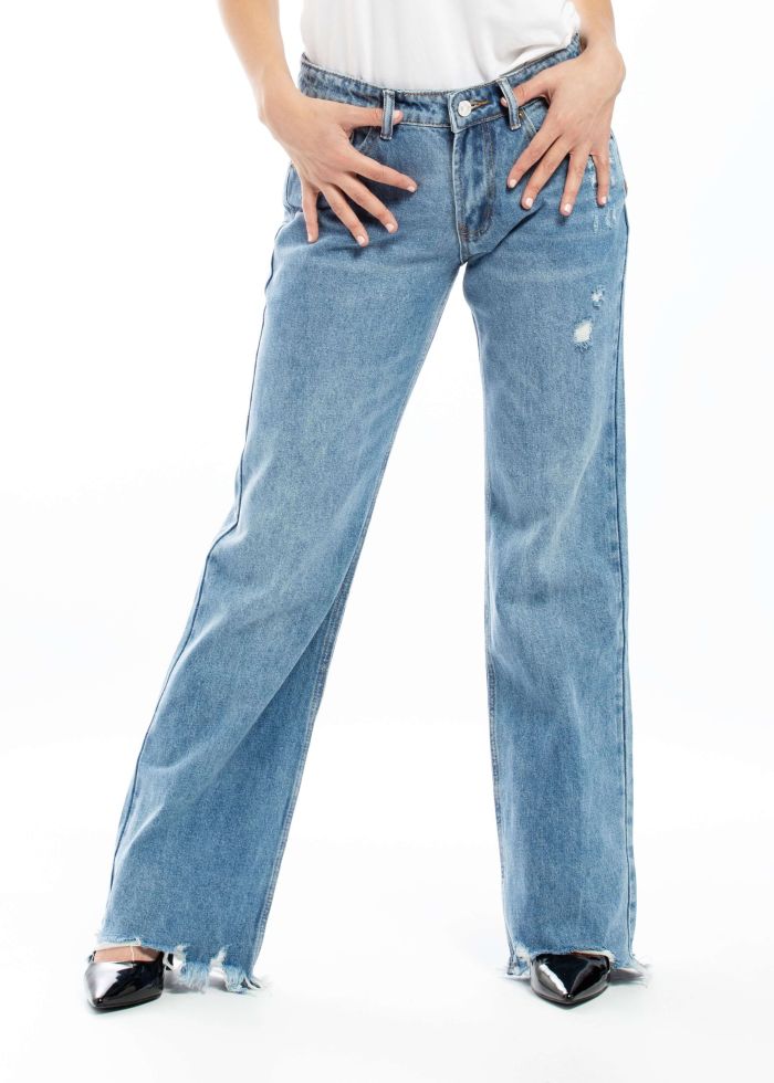 Women Ripped Flare Jeans Trouser