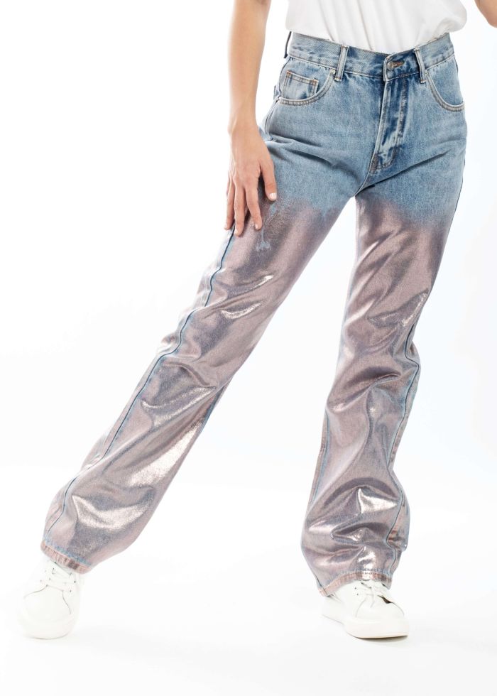 Women Jeans Flare with Glittery Design Trouser