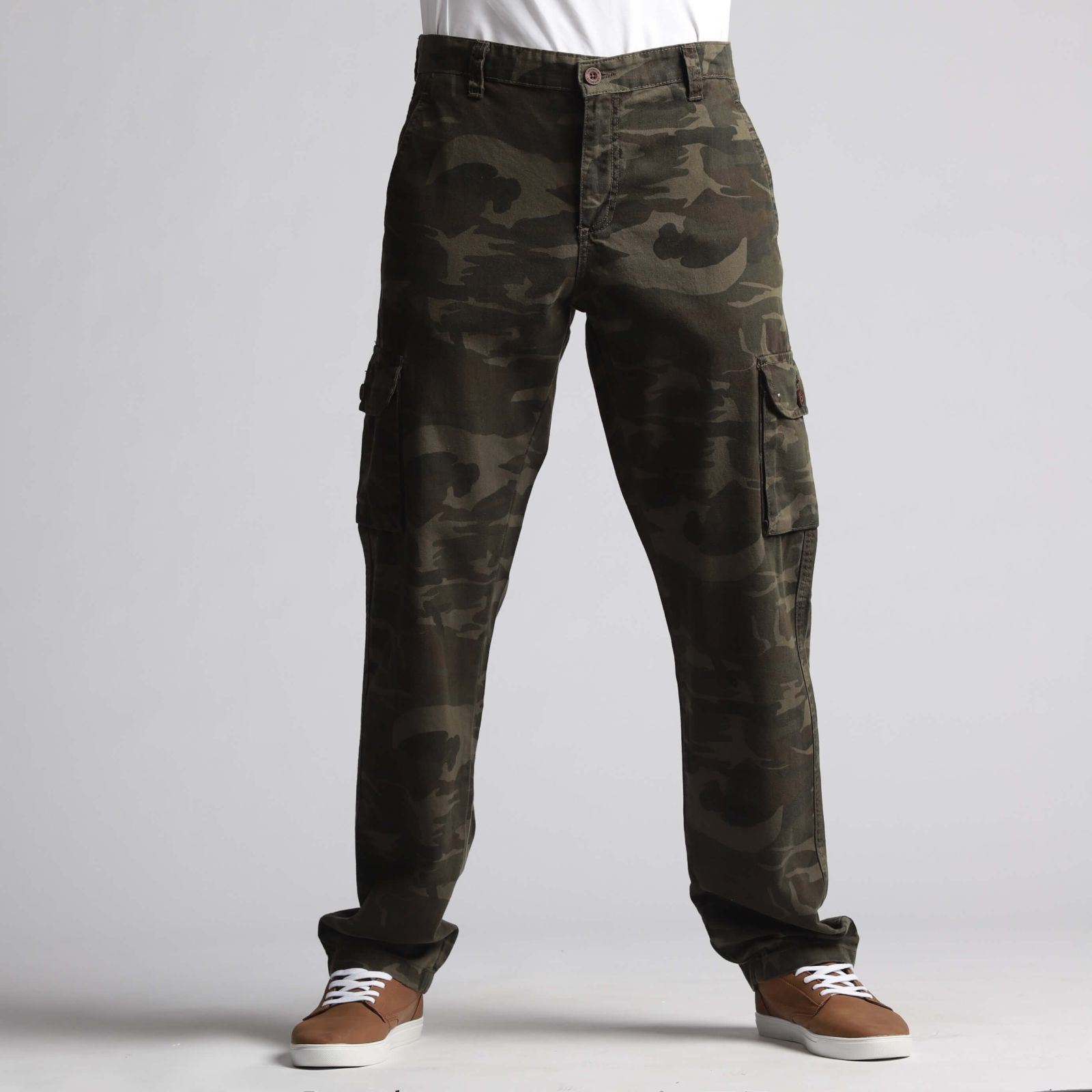 VINTAGE Mens Slim Cargo Trousers W32 L31 Grey Camouflage Cotton | Vintage &  Second-Hand Clothing Online | Thrift Shop