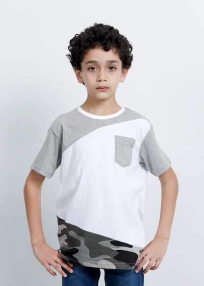 Kids Boy Color-Block Army Design T-Shirt
