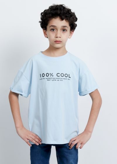 تيشيرت اطفال ولادي بطبعة "100% Cool"