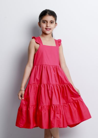 فستان اطفال بناتي بتصميم طبقات كشكش