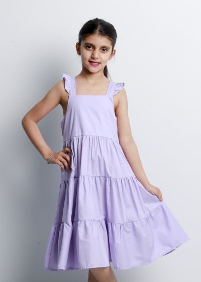 فستان اطفال بناتي بتصميم طبقات كشكش