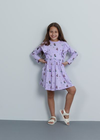 فستان أطفال بناتي قصير بطباعة تصميم السا وانا
