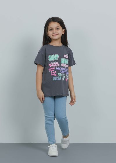 Kids Girl Writings Printed Oversize T-Shirt