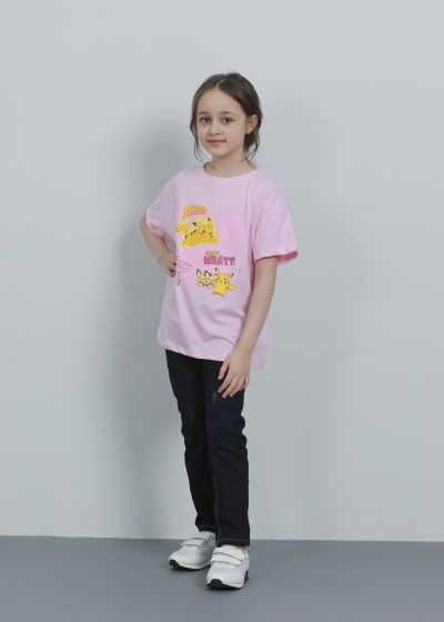 Kids Girl Pikachu Printed Oversize T-Shirt