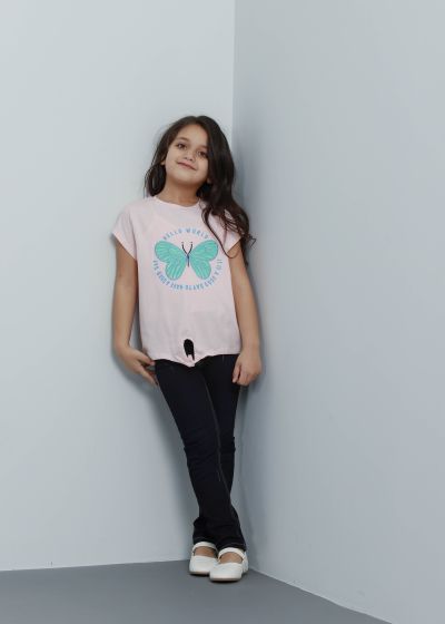 Kids Girl Butterfly Printed Oversize T-Shirt
