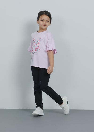 Kids Girl Floral M Printed Oversize T-Shirt