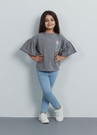Kids Girl “Smiley World” Printed Oversize T-Shirt